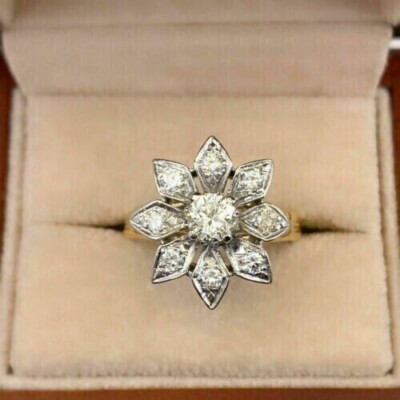 14K White Gold Finish 1.75Ct Simulated Sapphire &Diamond Wedding Party Wear Ring