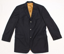 Hugo Boss men size 38 R navy blue single breast pen strip wool blazer