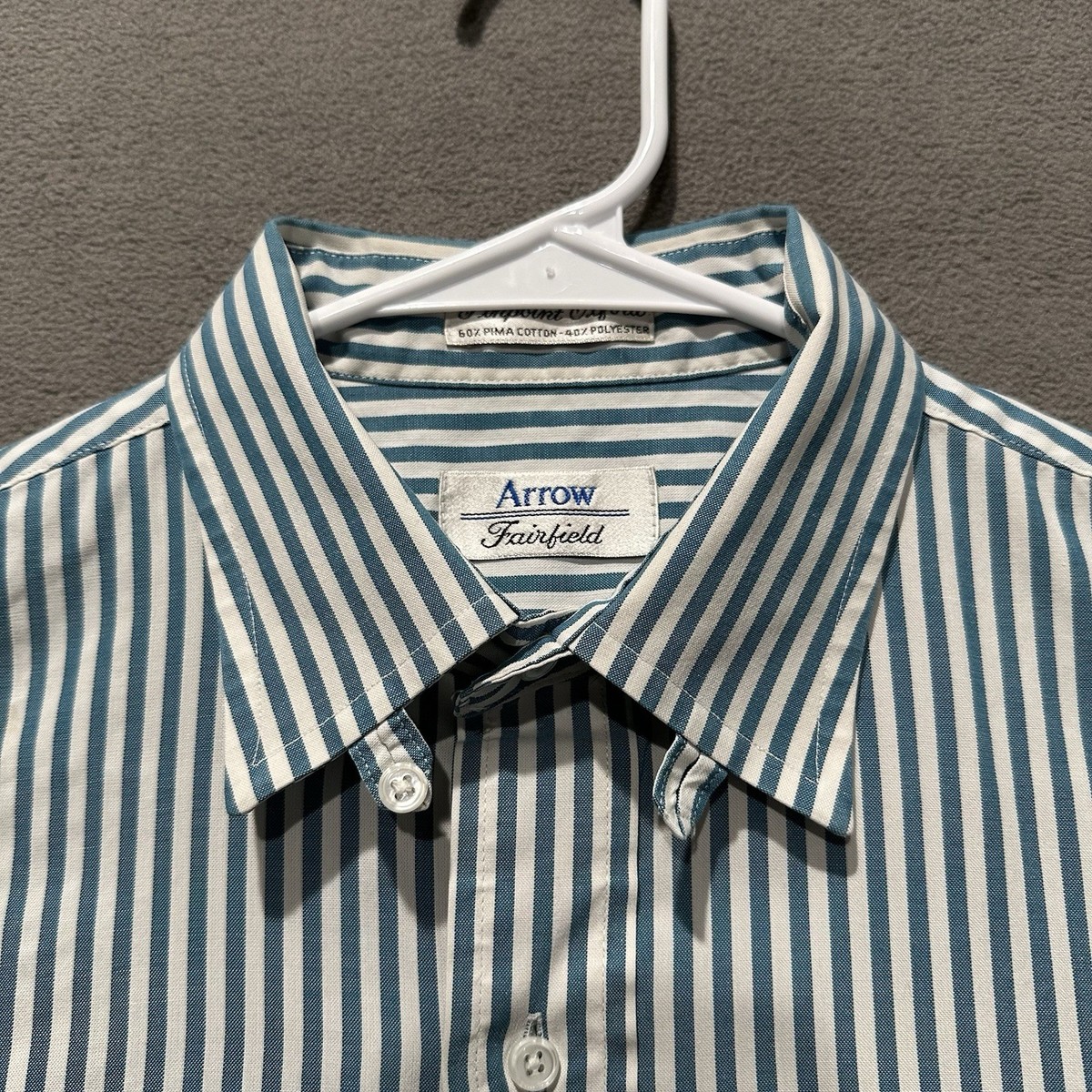 Vintage Arrow Shirt Mens M 15.5 34/35 Pinpoint Oxford Striped Loop