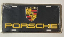 Porsche Stuttgart Dealership Booster Tag License Plate Black Gold Tone Metal