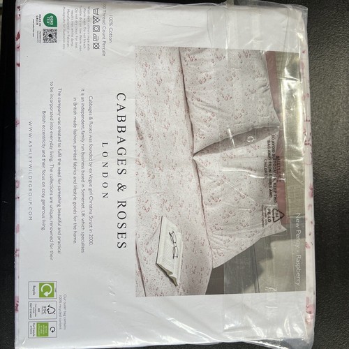 Cabbages & Roses King 4pc Sheet Set Pink White Floral New Penny Raspberry NEW - Picture 4 of 7