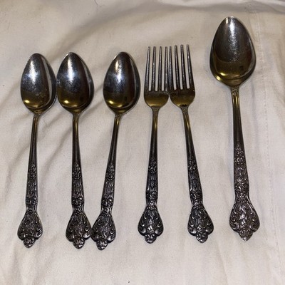 Vintage VERSAILLES by MSI JAPAN Stainless Flatware Rose  forks & spoons SET 6