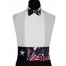USA Star Red White and Blue 250th Anniversary Bow Tie and Cummerbund Set