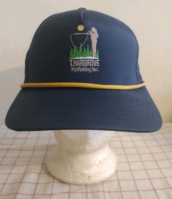 T Hargrove Flyfishing Rope Cap Hat Blue Adjustable Snapback Embroidered