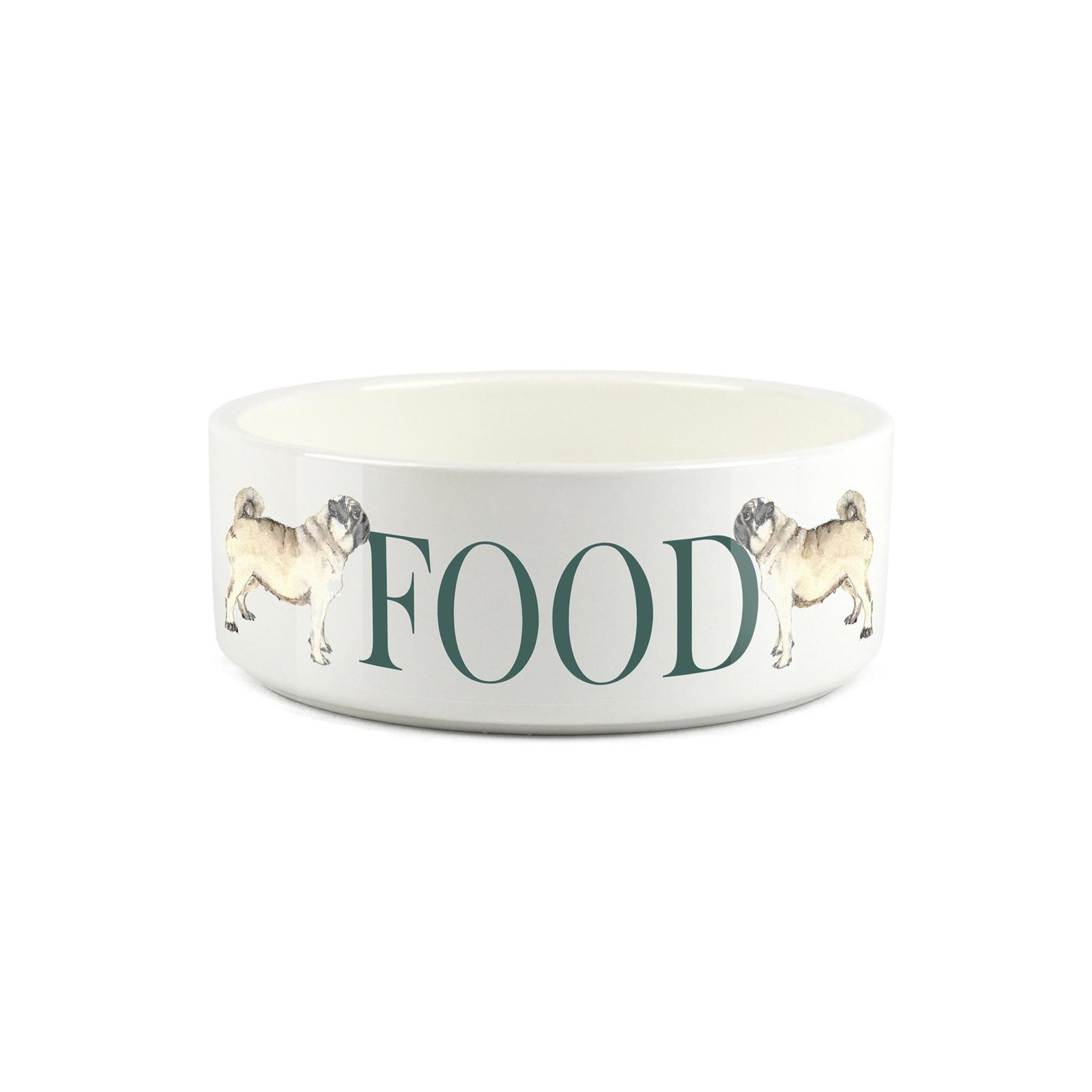 Pug Pet Bowl - Dog Portrait Small Ceramic Food Bowl/Dish Dog Gift
