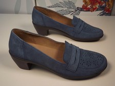 Scarpe donna Hotter Rachael blu tacco a blocco slip on UK9 EU43 ottime condizioni