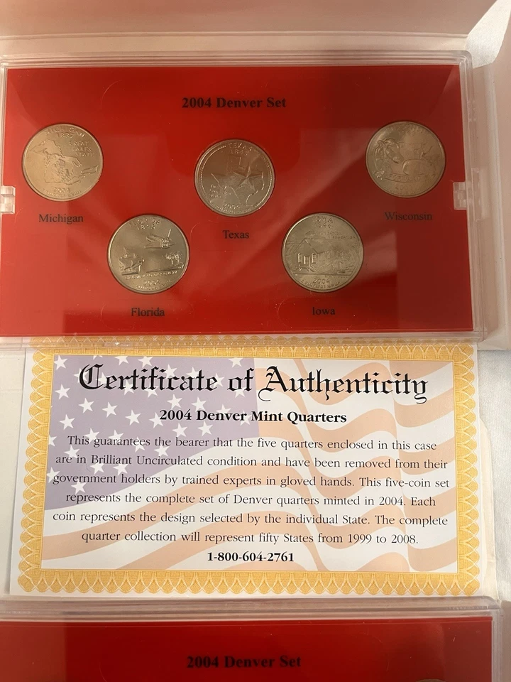 2 Sets Each of 2004 Denver/Philadelphia State Quarters Plus 1 Gold Plated Set - Image 2 of 4