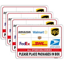 Please Leave Packages in Box Sign, Delivery Signs for Packages 4 Pack