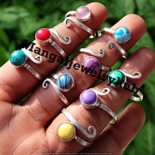 Sale Turquoise  Mix Gemstone Snake Rings Lot 925 Sterling Silver Plated Jewelry