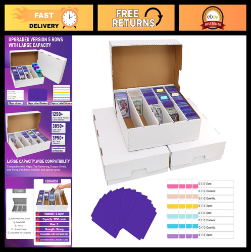 3950 Stück Sammelkarten Aufbewahrungsbox Set - 3 Stück mit Teilern & Etiketten für TCG, - Bild 1 von 6