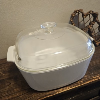 Vintage Corning Ware A-5-B Casserole Dish Orig Pyrex A-12-C Lid White 70s/80s
