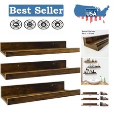 Versatile 3-Piece Floating Shelves - Rustic Wooden Ledge Set for Any Room