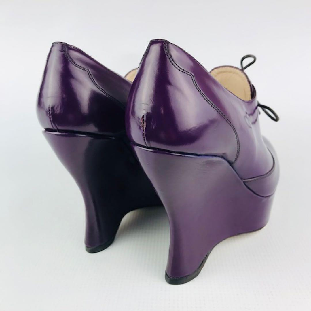 PRADA パンプス 34ハーフ パープル PRADA Pumps Heel Lace-up Leather Purple EU34.5/US4.5