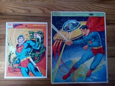 VINTAGE WHITMAN SUPERMAN JIGSAW TRAY PUZZLES COMPLETE LOT OF 2 1965 1979