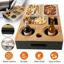 Couchbar Snackbar Sofabar Sofatablett Snackbox aus Bambus Getr&auml;nkehalter NEU