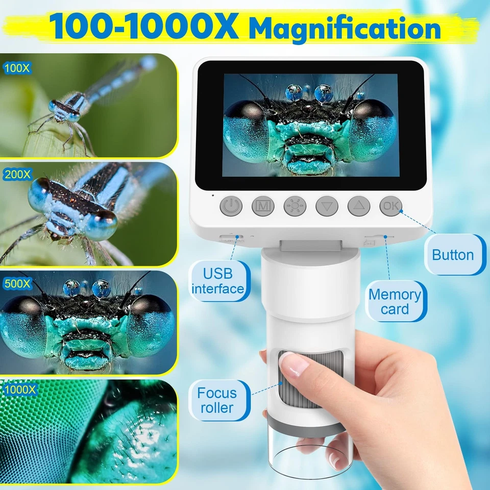 Microscope Portable USCAMLE 1000X pour Enfants - Mini Microscope Numérique de... - Photo 2/4