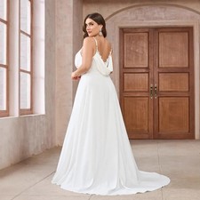 Plus Size Elegant Long Satin Lace Dress Butterfly Knot Wedding Evening Dresses