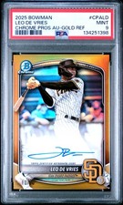2025 BOWMAN CHROME PRSPCT AUTOS GOLD REFRACTOR #CPALD LEO DE VRIES 10/50 PSA 9
