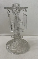 Vintage Indiana Pressed Glass Candlestick 174 Line Bobeche Prisms