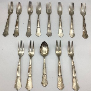 Vintage Silver Plated Fork Ornate Handle Tarnished Patina Antique CP#755