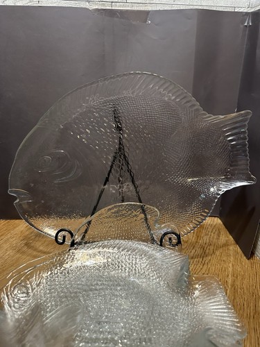 7 Arcoroc France Clear Glass Fish Plates 1 PASABACHE Platter 1 Small Plate - Picture 8 of 8