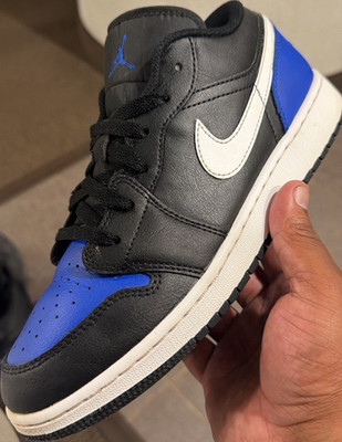 Jordan Air Jordan 1 Low Men s Leather Colorblock Sneaker Black Blue White