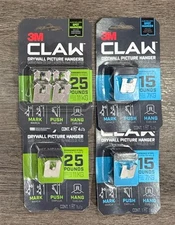 NEW Lot Of 3M CLAW 15 & 25 LB Drywall Picture Hanger w/ Temporary Spot Marker