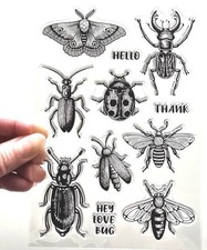 Clear Stamps REALISTIC INSECTS Bugs Beetle Ladybird Moth Wasp Rubber Stamping
