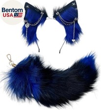 Cat Fox Wolf Ears and Tail Set - Plush Cosplay Clips Headband and Tail for Hallo