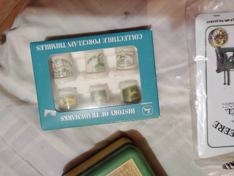 John Deere Collectible Porcelain Thimbles Set, History of Treadle, Boxed
