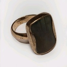 Natural Black Mother Of Pearl Shell Sterling Silver Ring Size 7.5