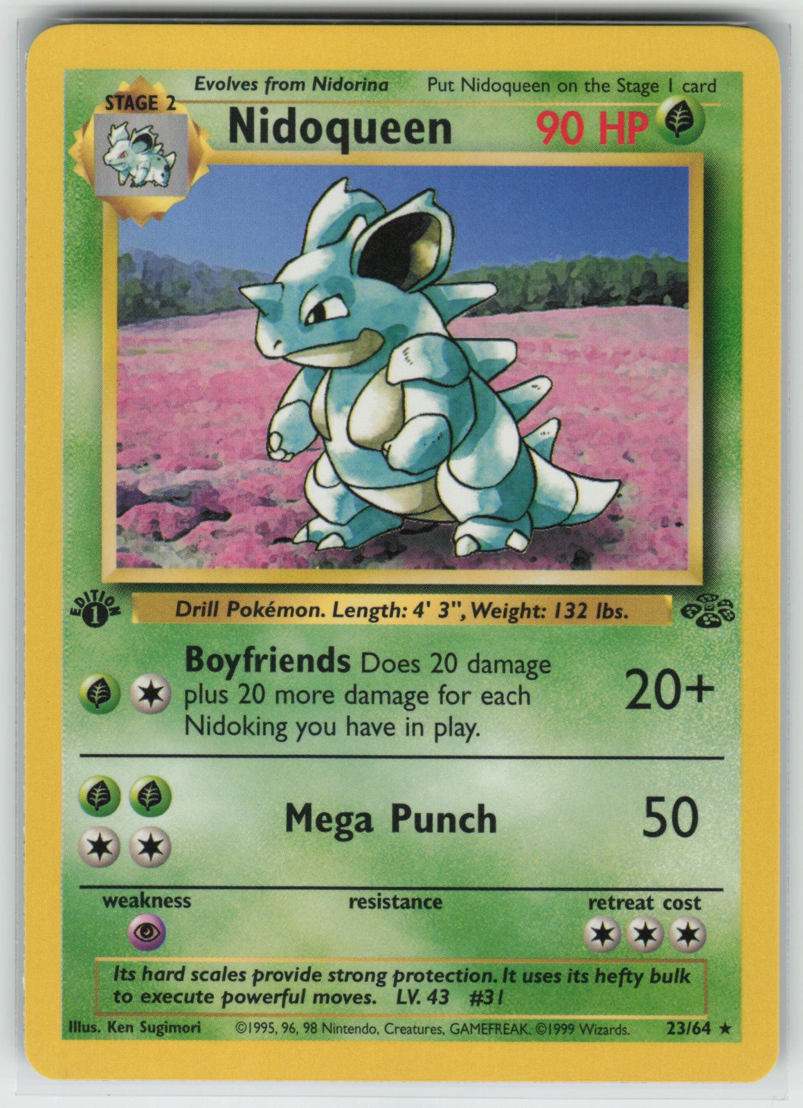 Pokemon Nidoqueen (23) Rare 1st Edition Jungle 23/64 NM