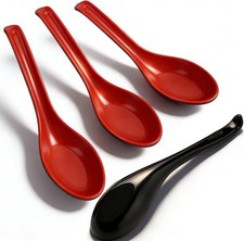 4PCS Asian Soup Spoons, Chinese Japanese Miso Ramen Wonton Dumpling Pho Rice