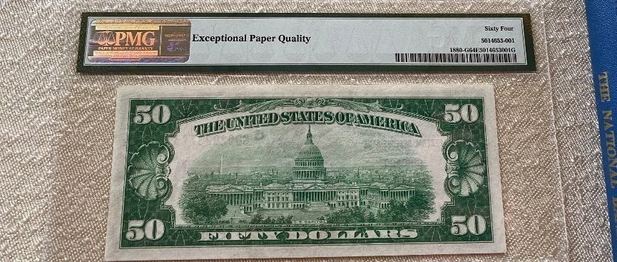 1929 $50 Federal Reserve Bank Note FR-1880-G Chicago Illinois PMG CU64 - Image 2 of 2