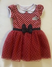 Disney Parks Minnie Mouse Girls 4T Dress Costume Red White Polka Dot Tulle