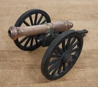 Vintage Miniature Cannon Brass Barrel Cast Iron Wheels Decorative Display