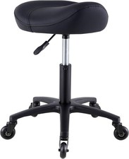 Black Thickened Saddle Salon Stool Hydraulic Swivel Rolling Chair Tattoo Beauty