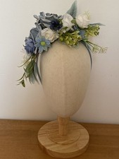 Dusky And Sky Blue White Rose Headband Fascinator Wedding races