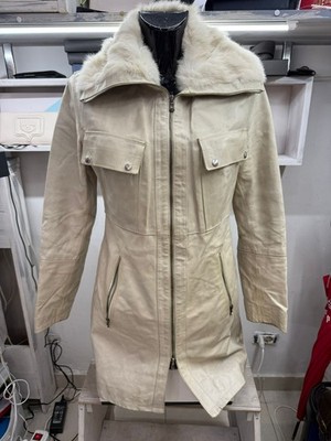 Maurizio Troiano Damen Lederjacke Mantel Gr. M elfenbein cod. AM138