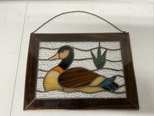 Stain Glass Window Hanging Duck 14 3/8” X 10 3/8”