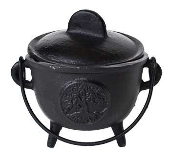 AzureGreen Home Fragrance Incense Holder Cauldrons Tree of Life Cast Iron Three