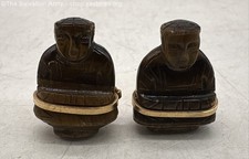 Yellow Gold Carved Tiger's Eye Buddha Cufflinks//Tests 13.63K (Marked 14K)-18.1g
