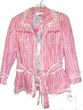 Wd-ny Pink Plaid Blazer Jacket With Sequin Accents & Belt Size 8 Nwt$100