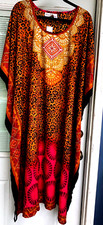 NEW NWT MUMU 2X 3X SANTE KAFTAN CAFTAN HOUSE DRESS BLACK/ORANGE TIGER PRINT #HJ