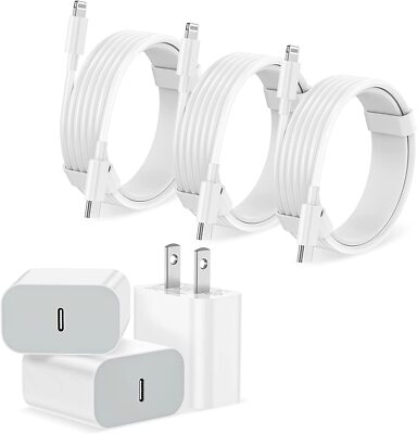 Charger Fast Charging 3Pack USB-C Wall Charger Block with 6FT USB C to Cables