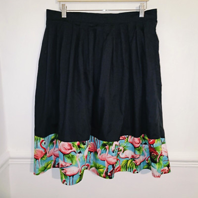 Handgefertigte Damenröcke schwarz pink Größe UK 14 16 Flamingo Plissee Midi maximalistisch