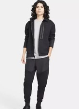 Nike Sportswear Tech Fleece Woven Zip Hoodie Tracksuit Sz M Black CZ9903 010