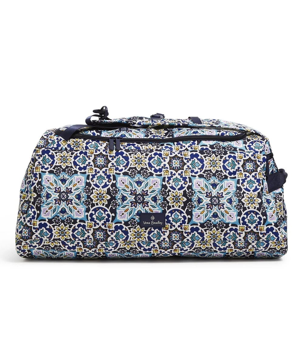 Vera Bradley Lighten Up XL Duffel Backpack Lisbon Medallion Cool