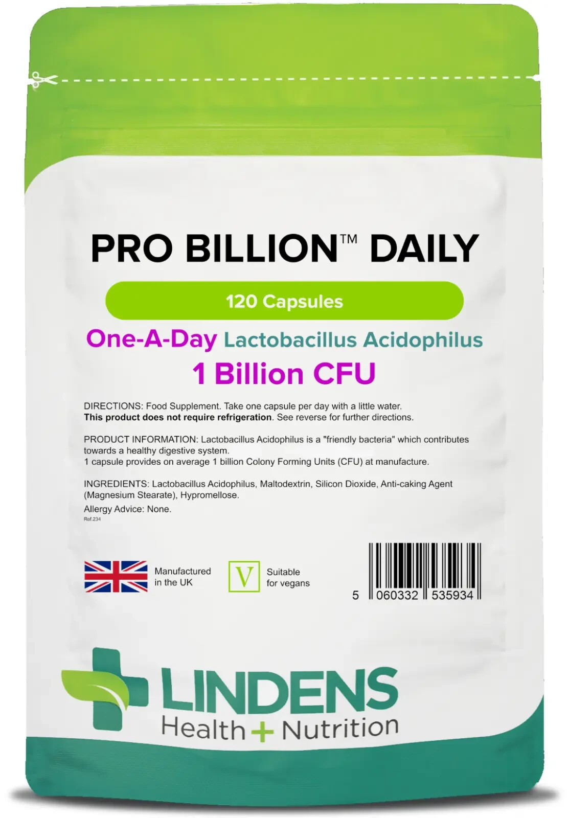 Lindens Pro Billion Daily 1Bn Veg Capsules 120 Capsules - Image 2