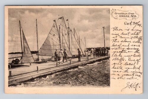 Omaha NE-Nebraska, Lake Manawa, c1904 Antique Vintage Souvenir Postcard